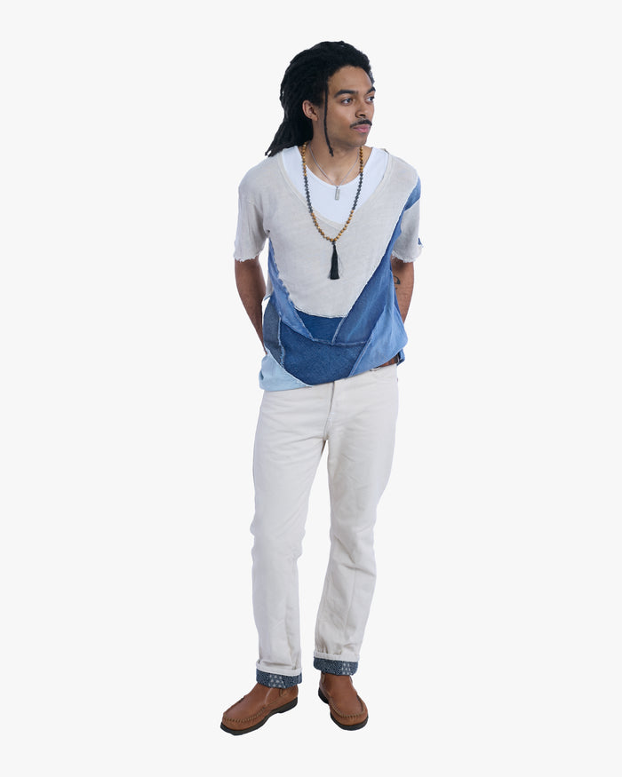 Japanese Repro Shirt, Kapital, L, White with Blue Patch