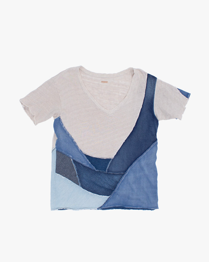 Japanese Repro Shirt, Kapital, L, White with Blue Patch