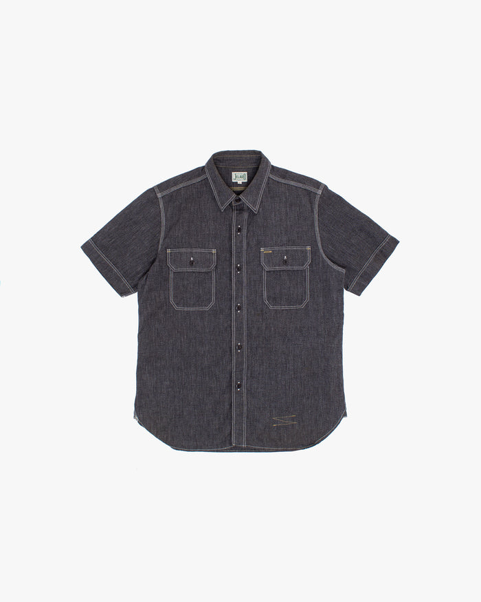 Japanese Repro Short-Sleeve Shirt, L, Jelado, Dark Grey with Light Stitching