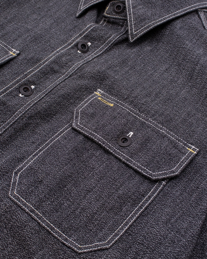Japanese Repro Short-Sleeve Shirt, L, Jelado, Dark Grey with Light Stitching