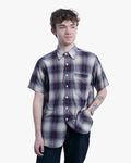 Japanese Repro Short-Sleeve Shirt, M, Warehouse & Co, Red and Navy Plaid