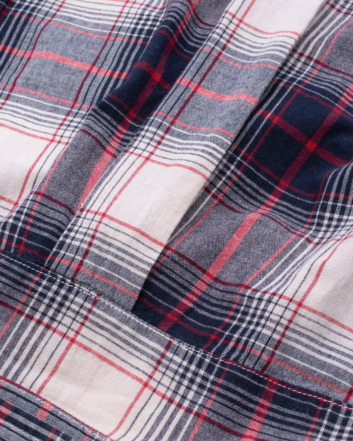 Japanese Repro Short-Sleeve Shirt, M, Warehouse & Co, Red and Navy Plaid