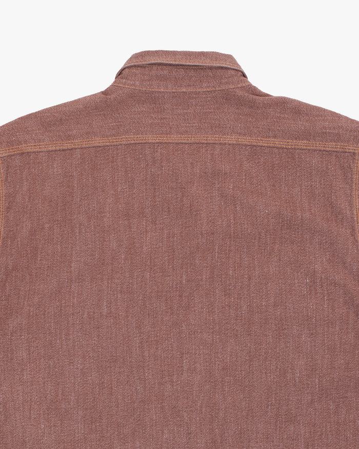 Japanese Repro Short-Sleeve Shirt, XL, Jelado, Brown with Orange and Red Stitching Details