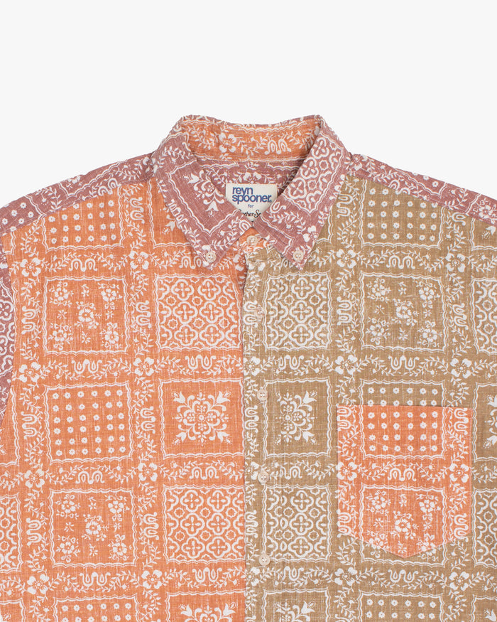 Japanese Repro Short-Sleeve Shirt, XL, Reyn Spooner, Burnt Orange and Gold