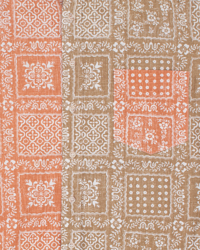Japanese Repro Short-Sleeve Shirt, XL, Reyn Spooner, Burnt Orange and Gold