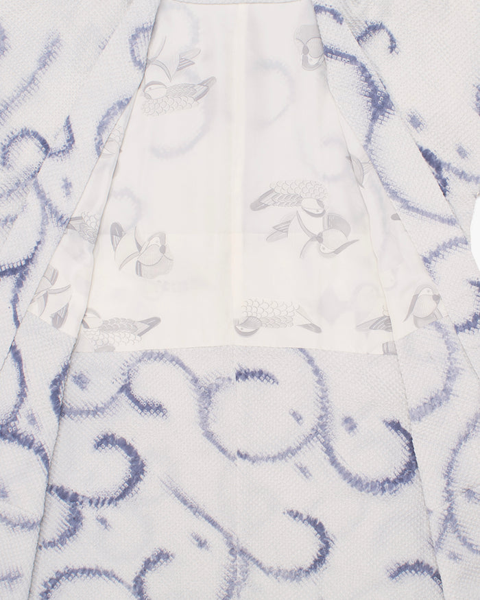 Kiriko Custom, Altered Haori Jacket, Full Shibori, Blue Karakusa Swirls