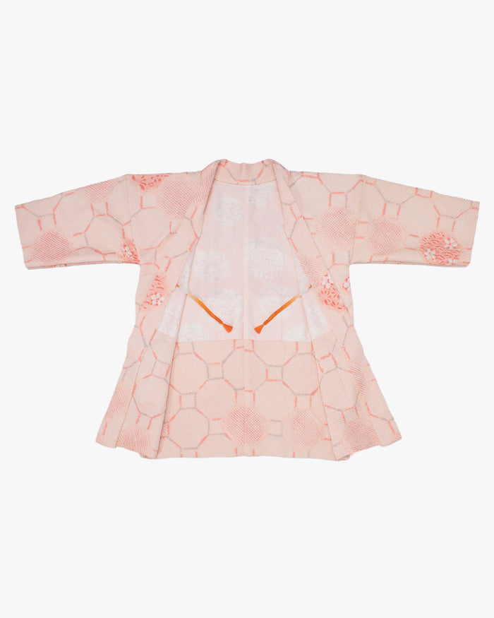 Kiriko Custom, Altered Haori Jacket, Full Shibori, Floral and Shippou Tsunagi