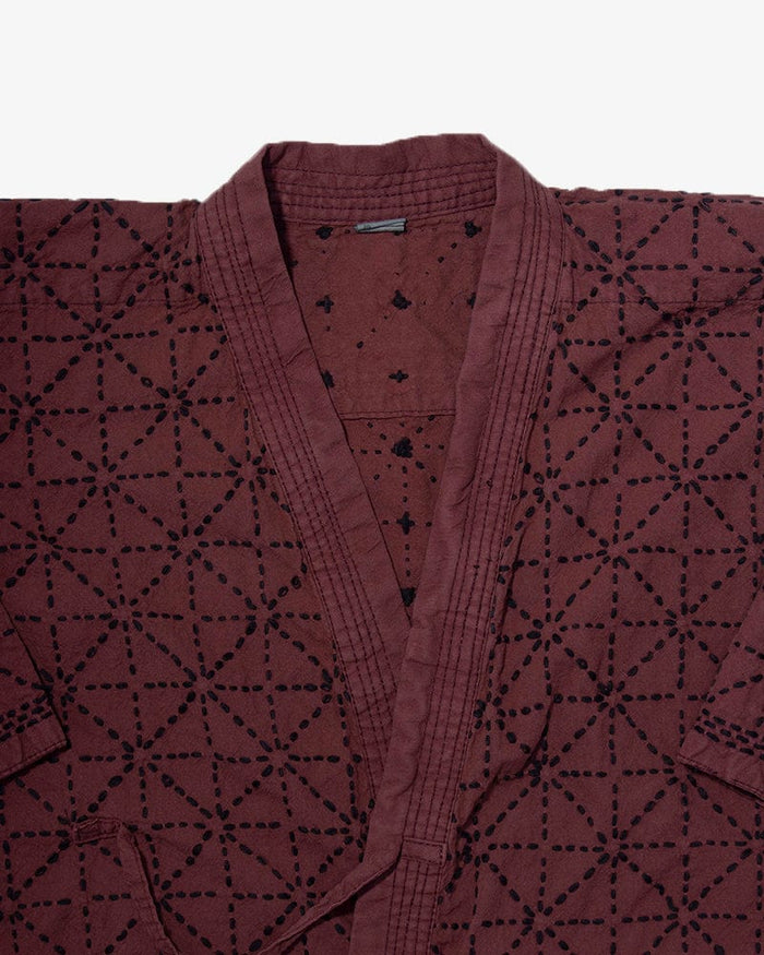 Kiriko Custom Dyed Modern Musashi Zashi Dougi Jacket, Azuki-Iro