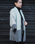 Kiriko Custom Modern Hitomezashi Dougi Jacket, Navy and White Split 02