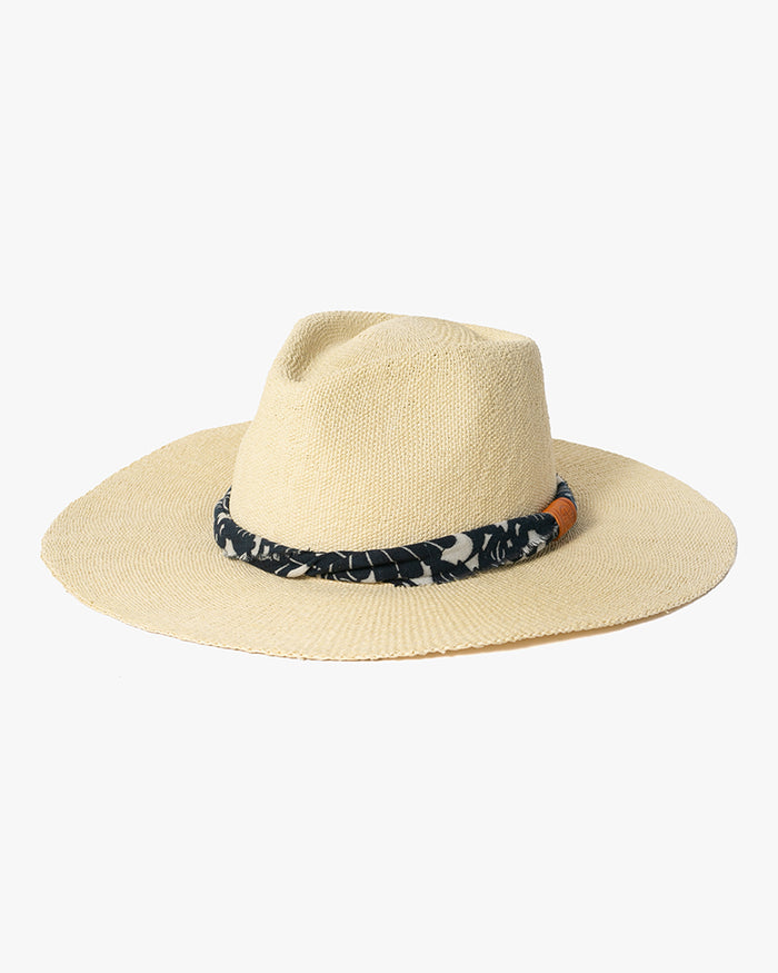 Kiriko Custom Panama Hat, Straw, Indigo Katazome