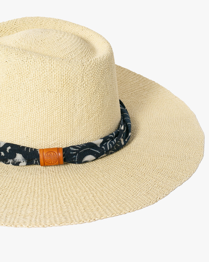 Kiriko Custom Panama Hat, Straw, Indigo Katazome
