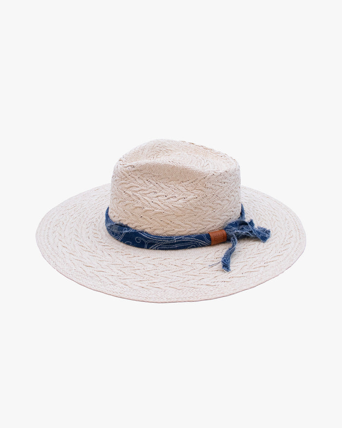 Kiriko Custom Panama Hat, Straw, Twisted Katazome, Kiku