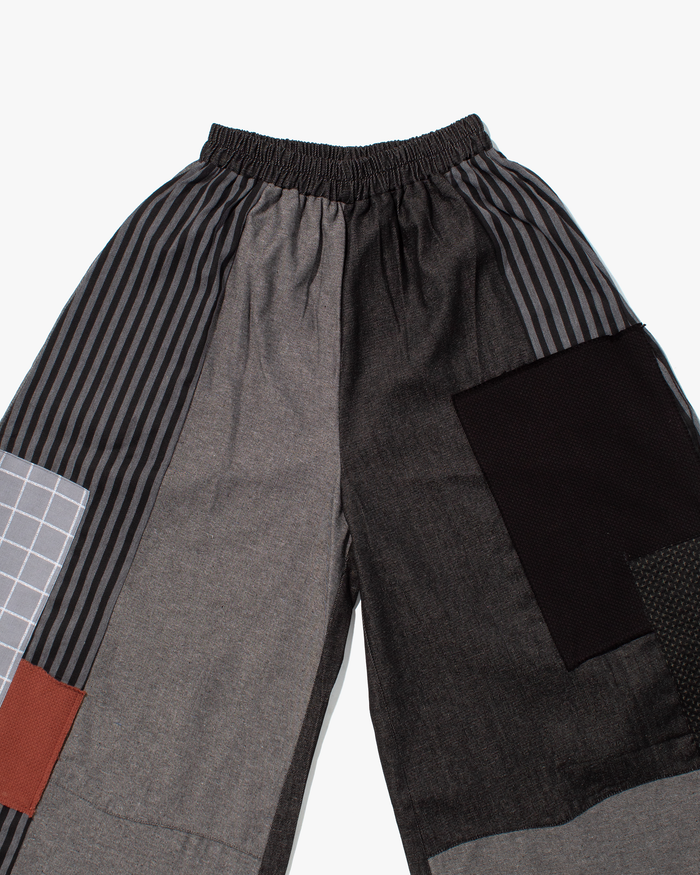 Kiriko Custom Pants, Black and Charcoal Patched, Wide Leg