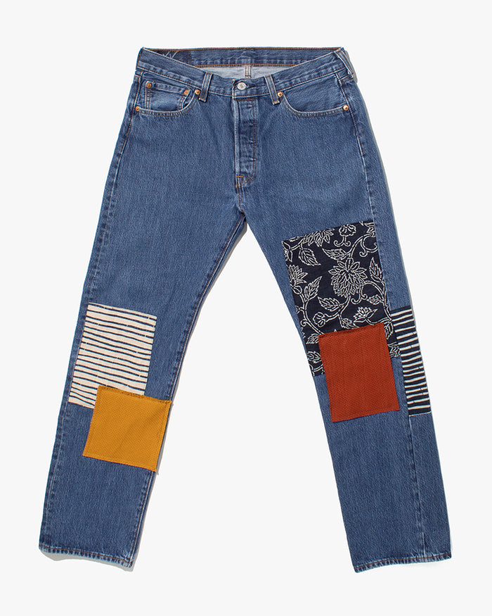 Kiriko Custom Patched Denim Jeans, Levi's Brand, 10