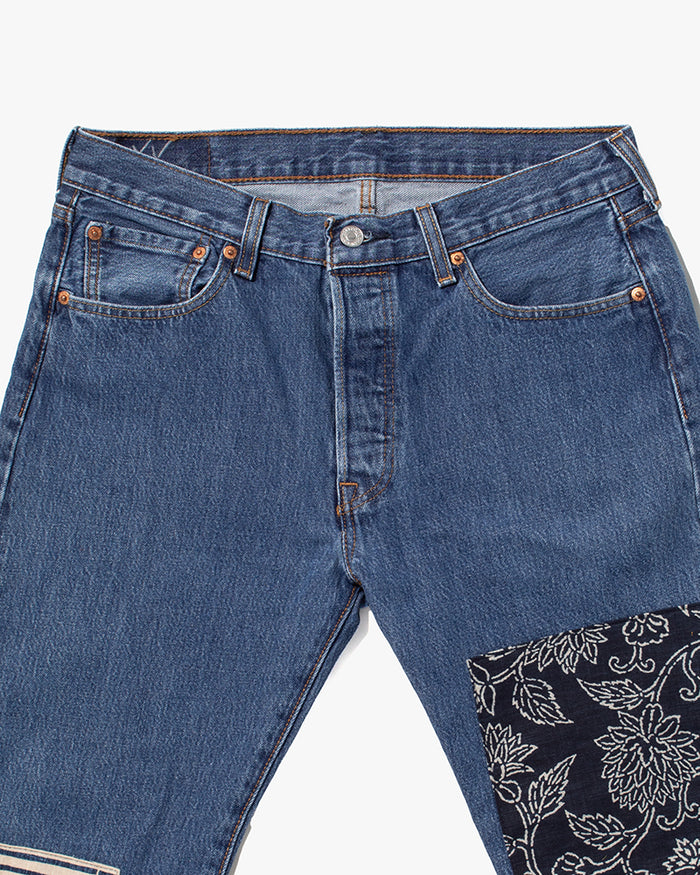 Kiriko Custom Patched Denim Jeans, Levi's Brand, 10