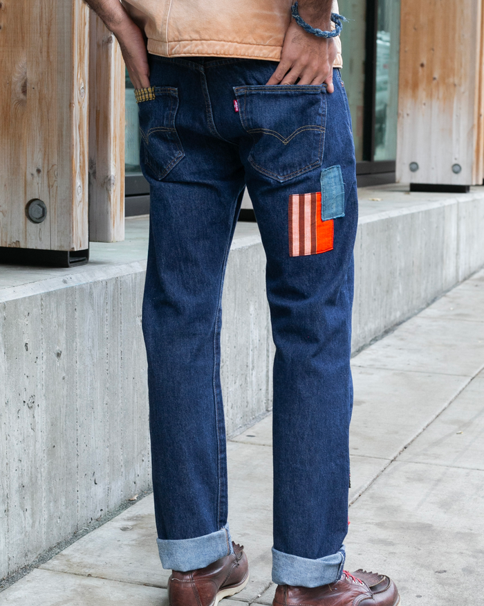 Kiriko Custom Patched Denim Jeans, Levi's Brand, 12