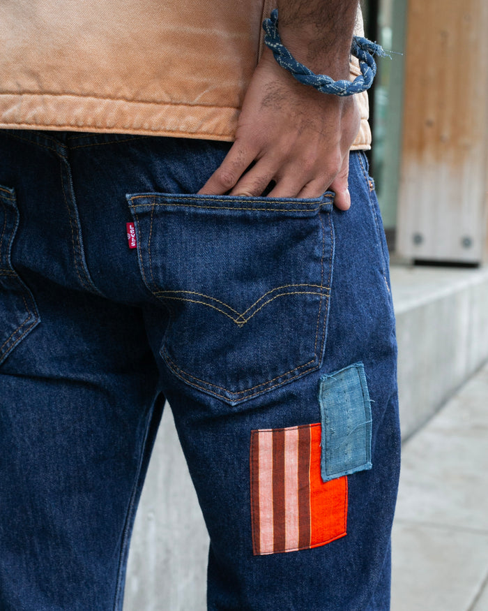 Kiriko Custom Patched Denim Jeans, Levi's Brand, 12