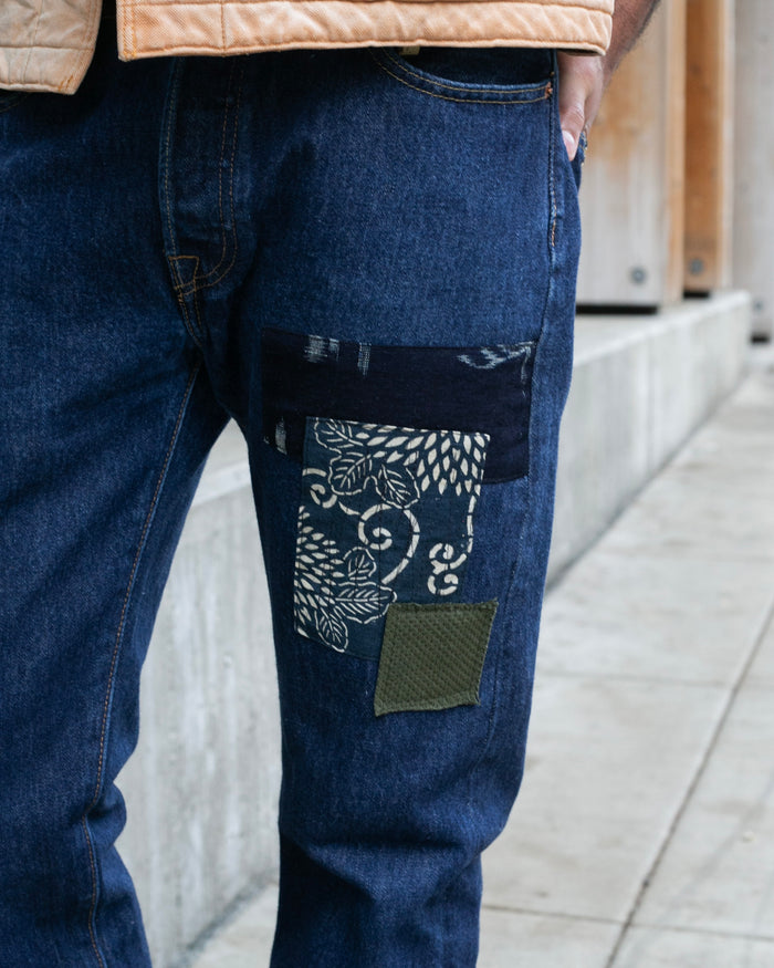 Kiriko Custom Patched Denim Jeans, Levi's Brand, 12
