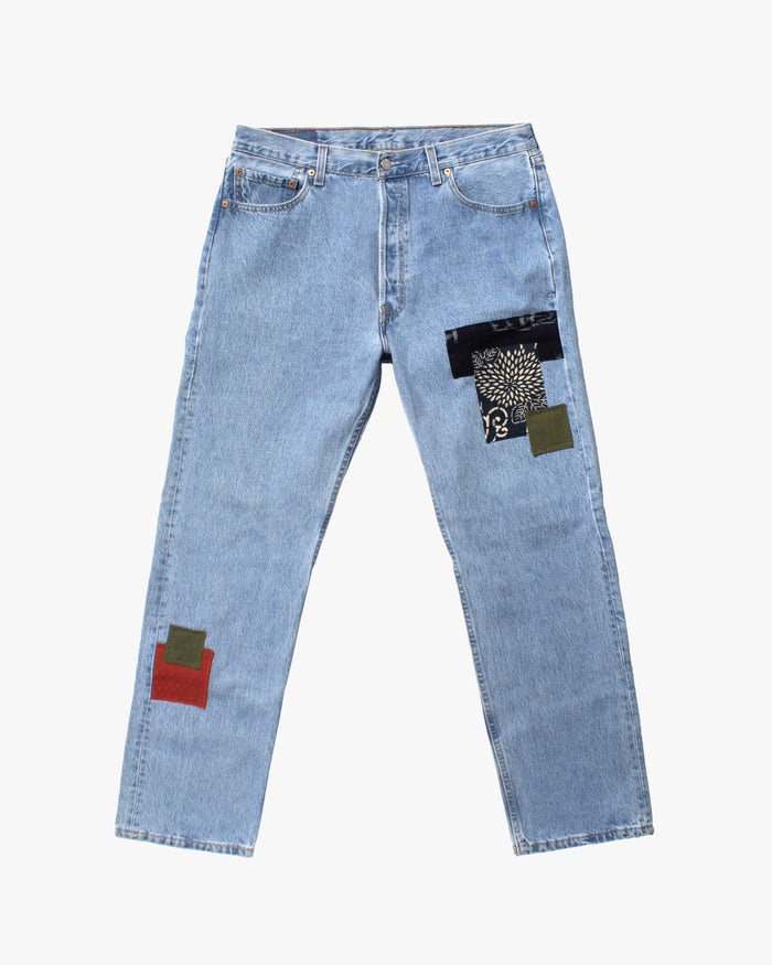 Kiriko Custom Patched Denim Jeans, Levi's Brand, 12