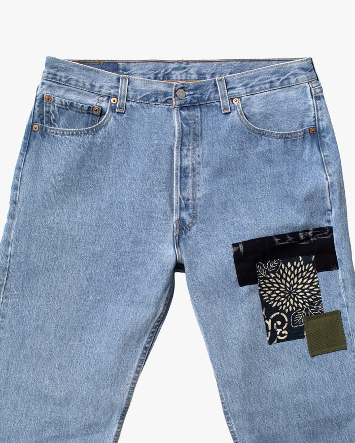 Kiriko Custom Patched Denim Jeans, Levi's Brand, 12