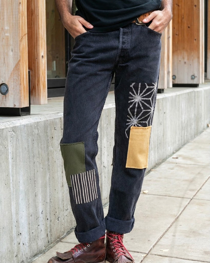 Kiriko Custom Patched Denim Jeans, Levi's Brand, 14