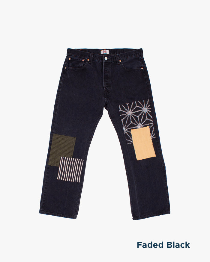 Kiriko Custom Patched Denim Jeans, Levi's Brand, 14