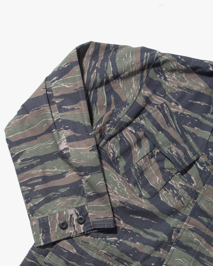 Kiriko Custom, Printed Military Jacket, Ainu, Rip Stop Tiger Camo, Green