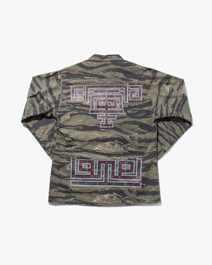 Kiriko Custom, Printed Military Jacket, Ainu, Rip Stop Tiger Camo, Green