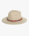 Kiriko Custom Wool Felt Hat, Camel with Braided Boro Fabric, Brixton, Red and Orange