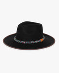 Kiriko Custom Wool Felt Hat, Navy with Braided Boro Fabric, Brixton, Teal and Burgundy