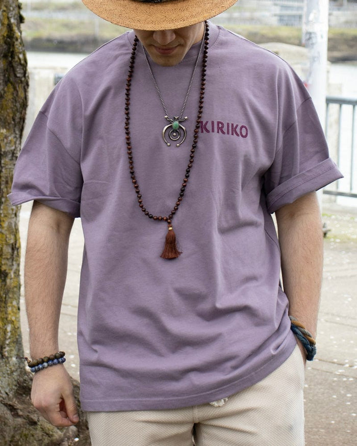 Kiriko Original Ainu Tee, Lavender with Eggplant, Grey, and Gold