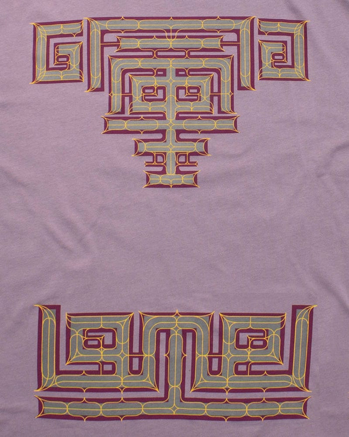 Kiriko Original Ainu Tee, Lavender with Eggplant, Grey, and Gold