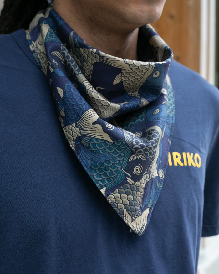 Kiriko Original Bandana, Koi Fish, Shades of Blue
