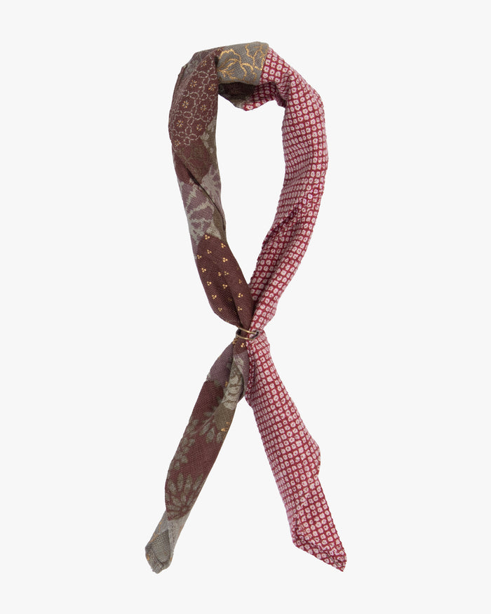 Kiriko Original Bandana, Split, Azuki and Gold and Red Shibori