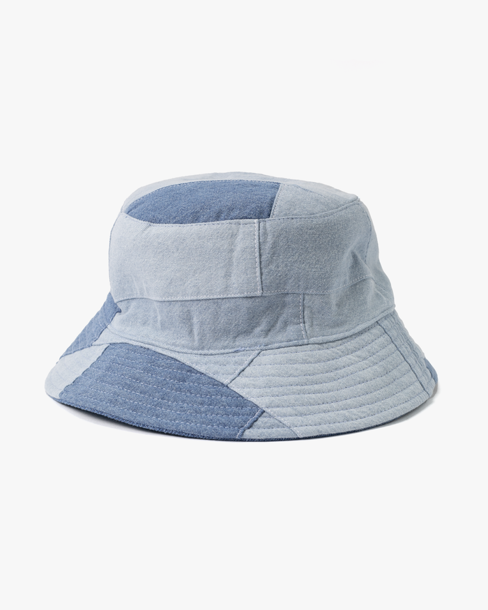 Kiriko Original Bucket Hat, Reversible, Patched Light Denim
