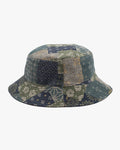 Kiriko Original Bucket Hat, Reversible Sage and Gold Multi Patchwork with Black and Lime Tiger Camo