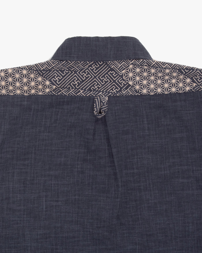 Kiriko Original Button-Up Shirt, Long Sleeve, Indigo Split Small Multi