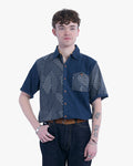 Kiriko Original Button-Up Shirt, Short Sleeve, Indigo Split Small Multi