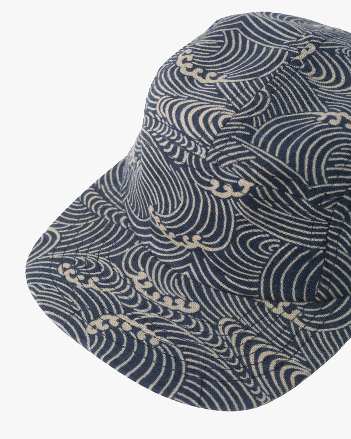 Kiriko Original Cap, 5-Panel Indigo Nami with Solid Indigo Underbill