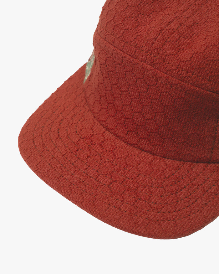 Kiriko Original Cap, 5-Panel, Kikkou Sashi-Ori & Maru-Obi, Rust with Chrysanthemum