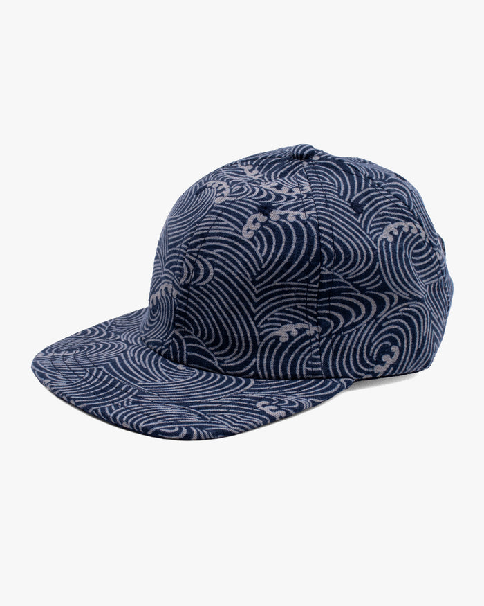 Kiriko Original Cap, 6-Panel, Indigo Nami with Sashiko Underbill