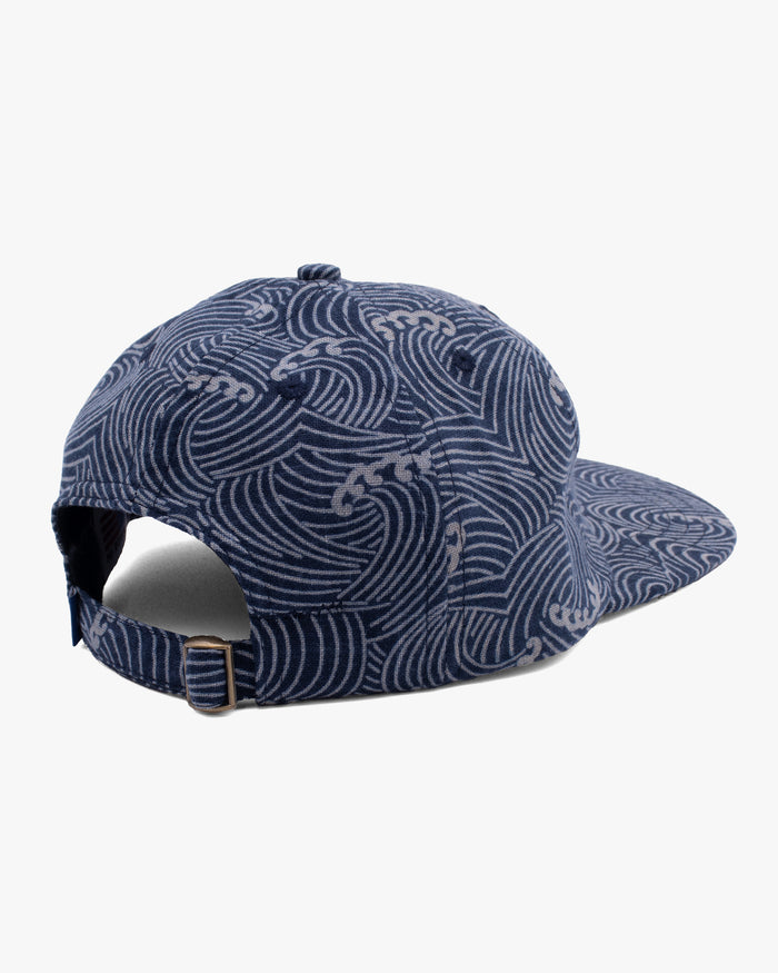 Kiriko Original Cap, 6-Panel, Indigo Nami with Sashiko Underbill