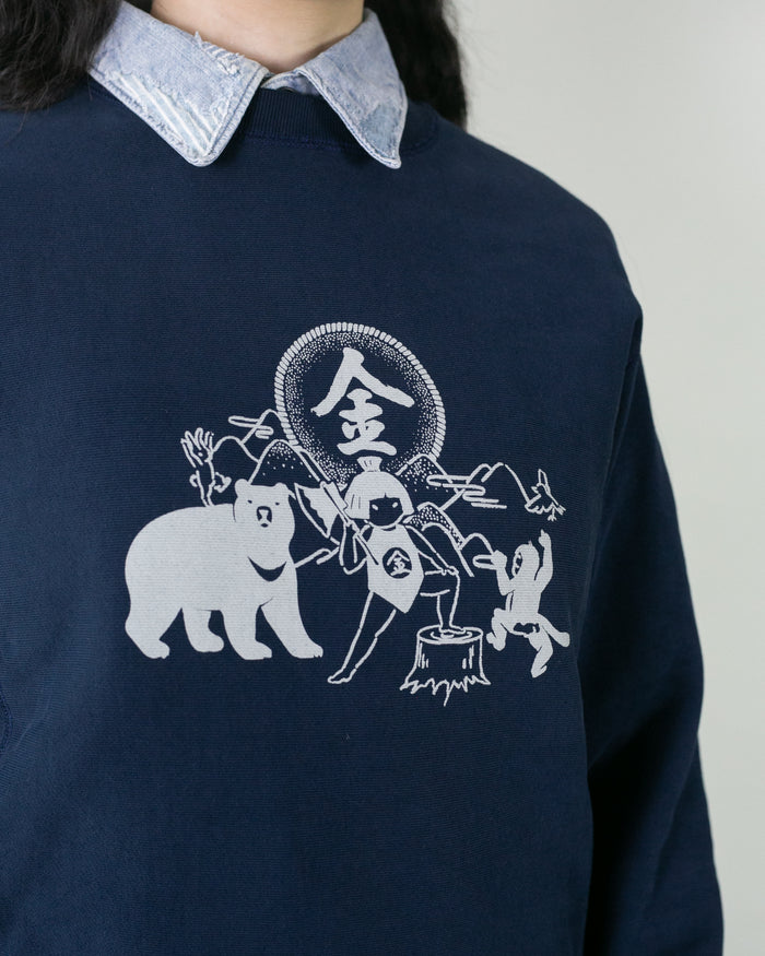 Kiriko Original Crewneck, 13oz Cotton, Printed Kintaro, Navy