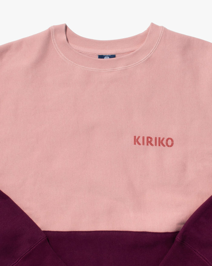 Kiriko Original Crewneck, Printed Ainu, Two-Tone, Light Pink with Maroon