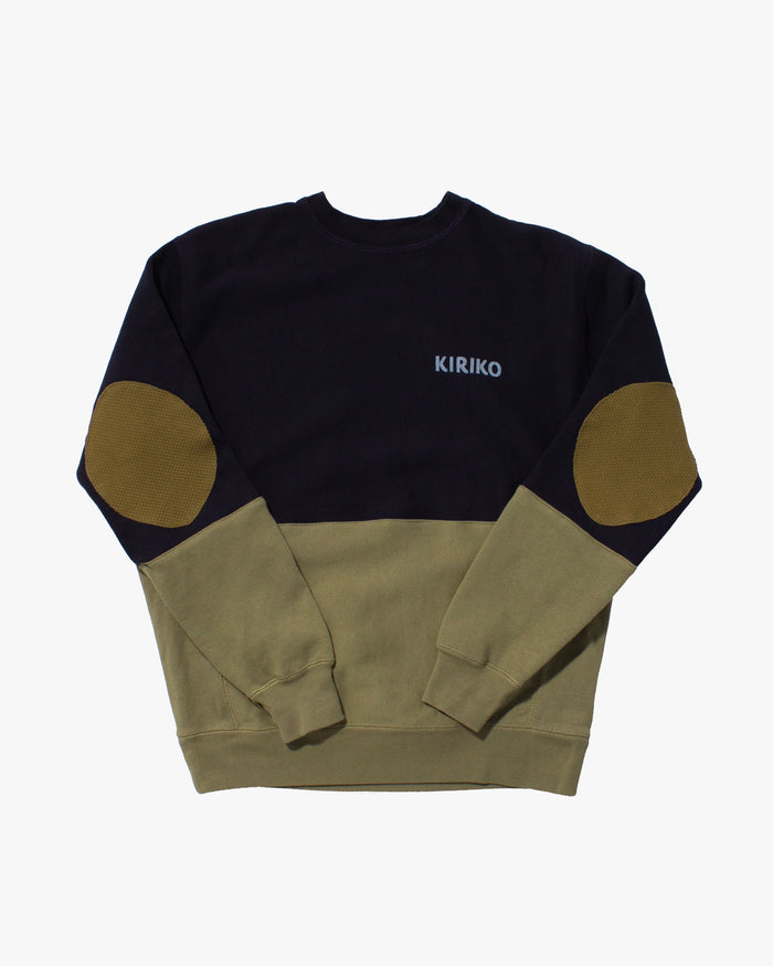Kiriko Original Crewneck, Printed Ainu, Two-Tone, Navy with Olive