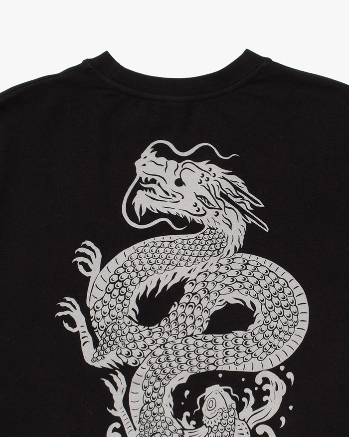 Kiriko Original Crewneck, Printed Koi-Dragon, Black