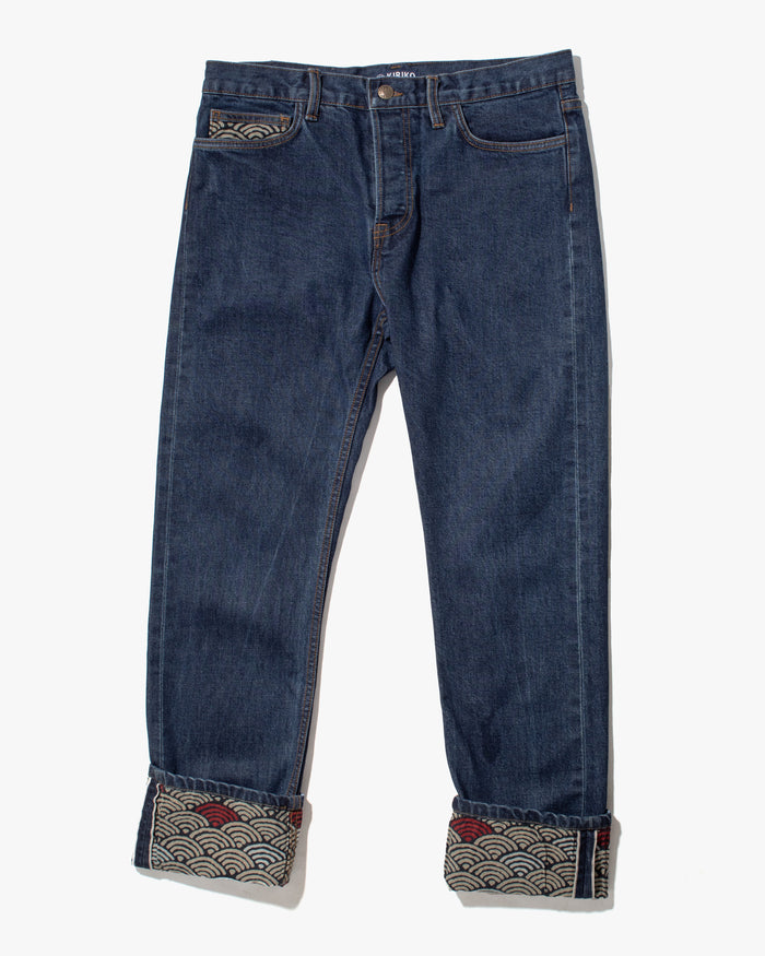 Kiriko Original Denim Jeans, US Made 12.5 oz. Premium Selvedge, One Wash, Seigaiha