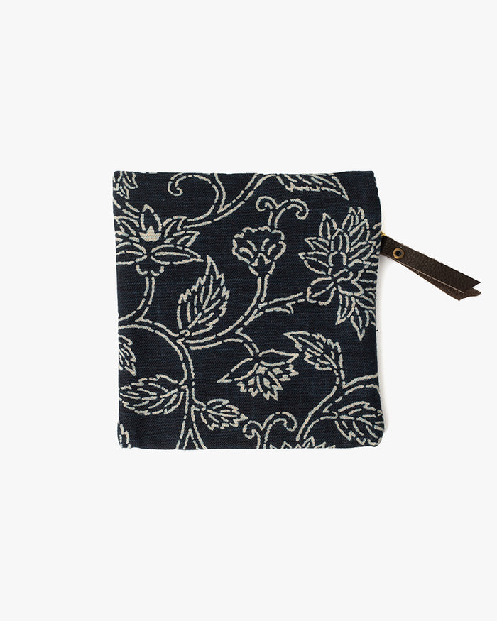 Kiriko Original Flat Zipper Pouch, Small, Indigo Katazome
