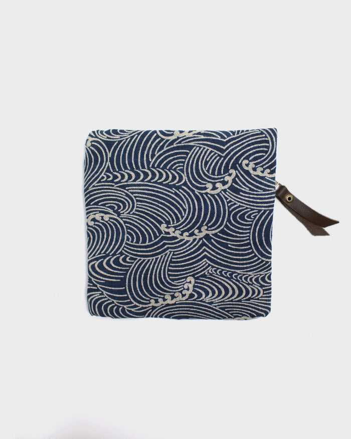 Kiriko Original, Flat Zipper Pouch, Small, Indigo Nami