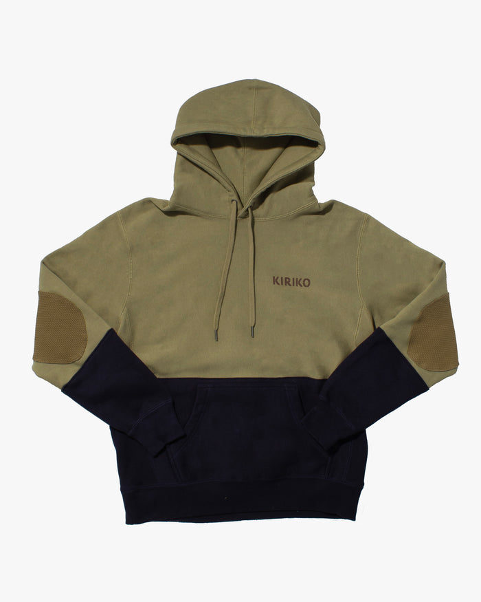 Kiriko Original Hoodie, Printed Ainu, Two-Tone, Olive with Navy
